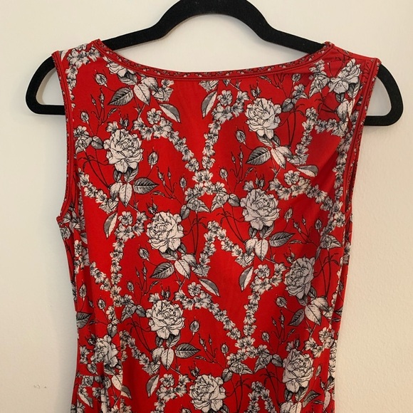 Max Studio Floral Scoop Neck Sleeveless Dress Red Size Small - Picture 2 of 10